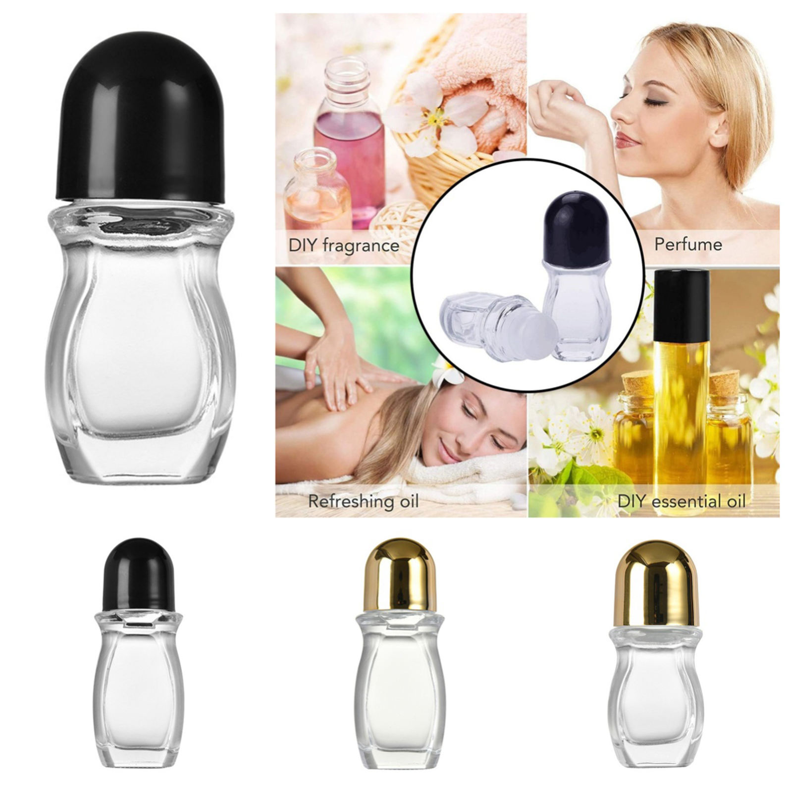 Attar Oil Roll On - 30/50ml Essential Oil Roller Bottles EmptyTransparent